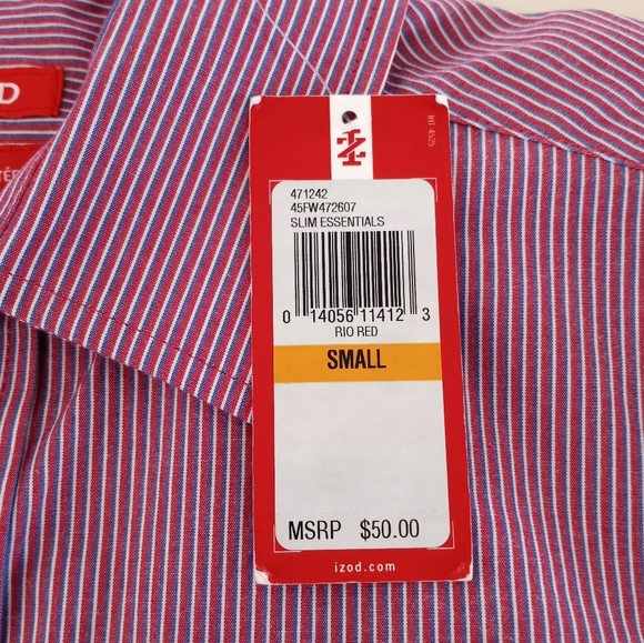 IZOD Mens Vintage Pin Striped Long Sleeve Button Down Dress Shirt Size Small - Picture 12 of 16